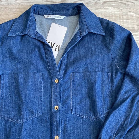 Zara Long Sleeve Denim Shirt - Picture 2 of 4